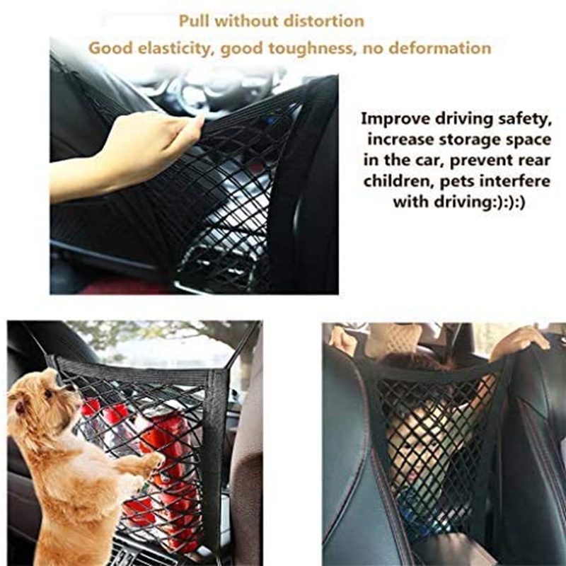Pet Barrier Dog Car Net Barrier With Auto Safety Mesh Organizer Baby Stretchable Storage Bag Universal For Cars
