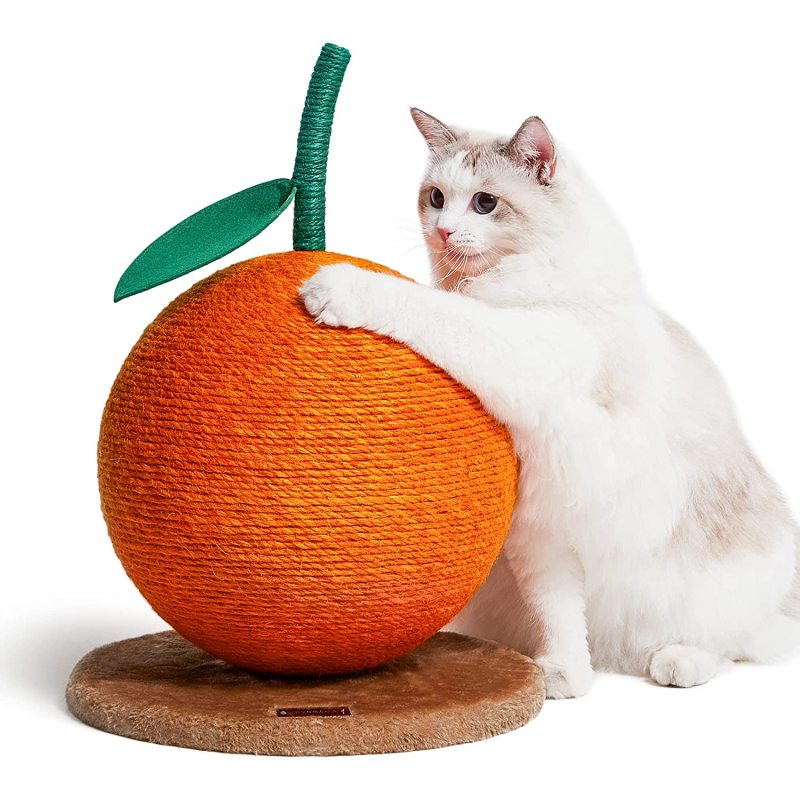 Orange Cat Scratching Post with Sisal Rope Cat Tree Pet Products