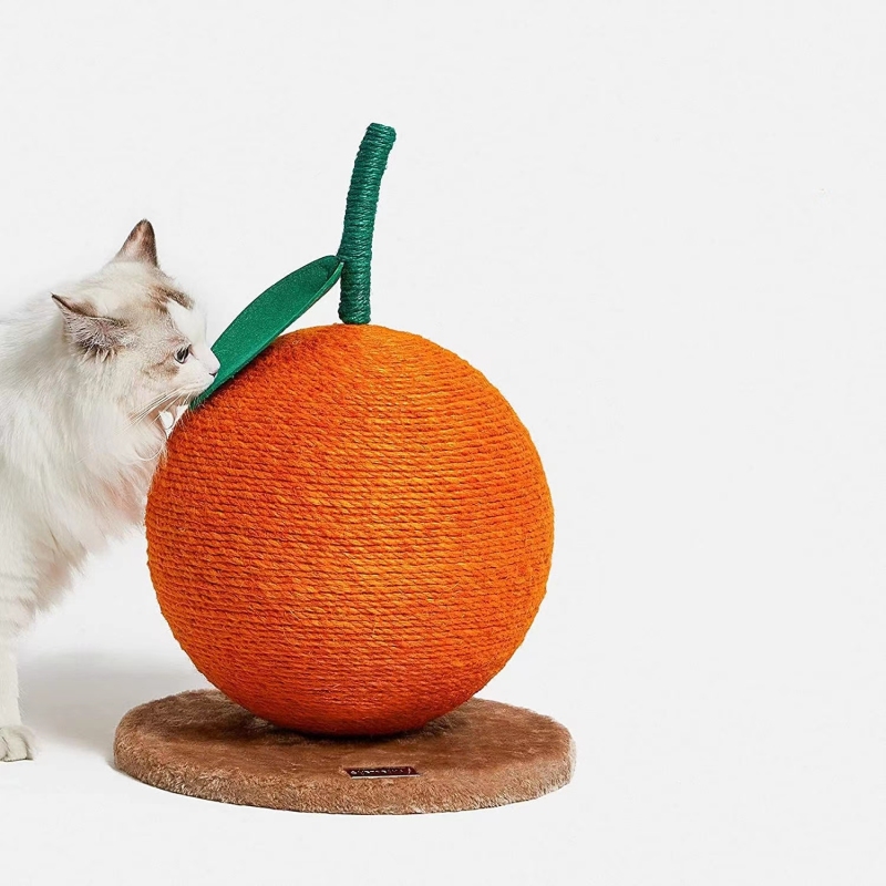 Orange Cat Scratching Post with Sisal Rope Cat Tree Pet Products