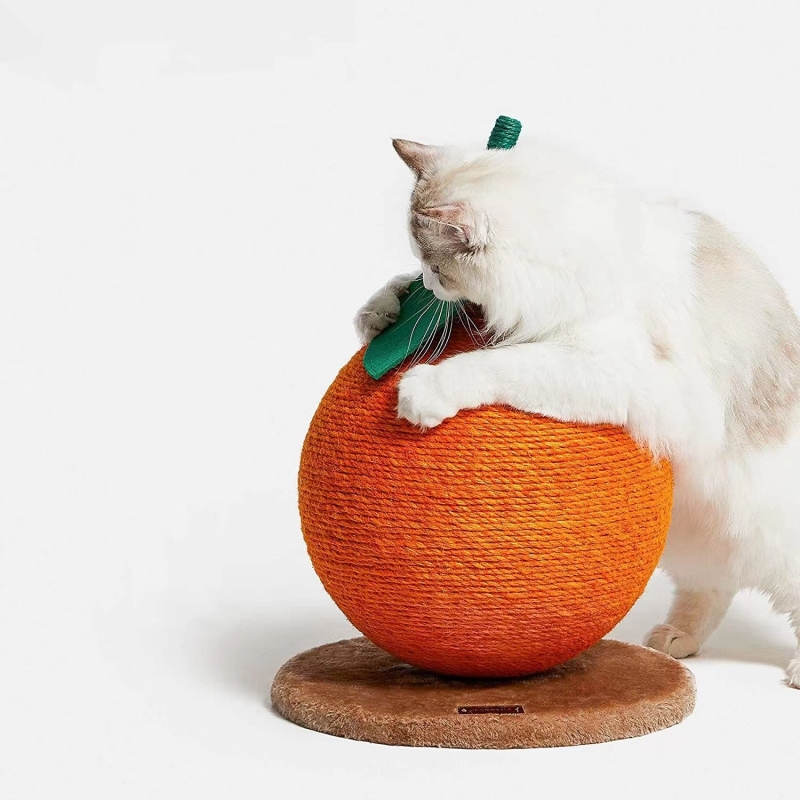Orange Cat Scratching Post with Sisal Rope Cat Tree Pet Products