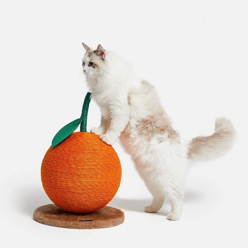 Orange Cat Scratching Post with Sisal Rope Cat Tree Pet Products