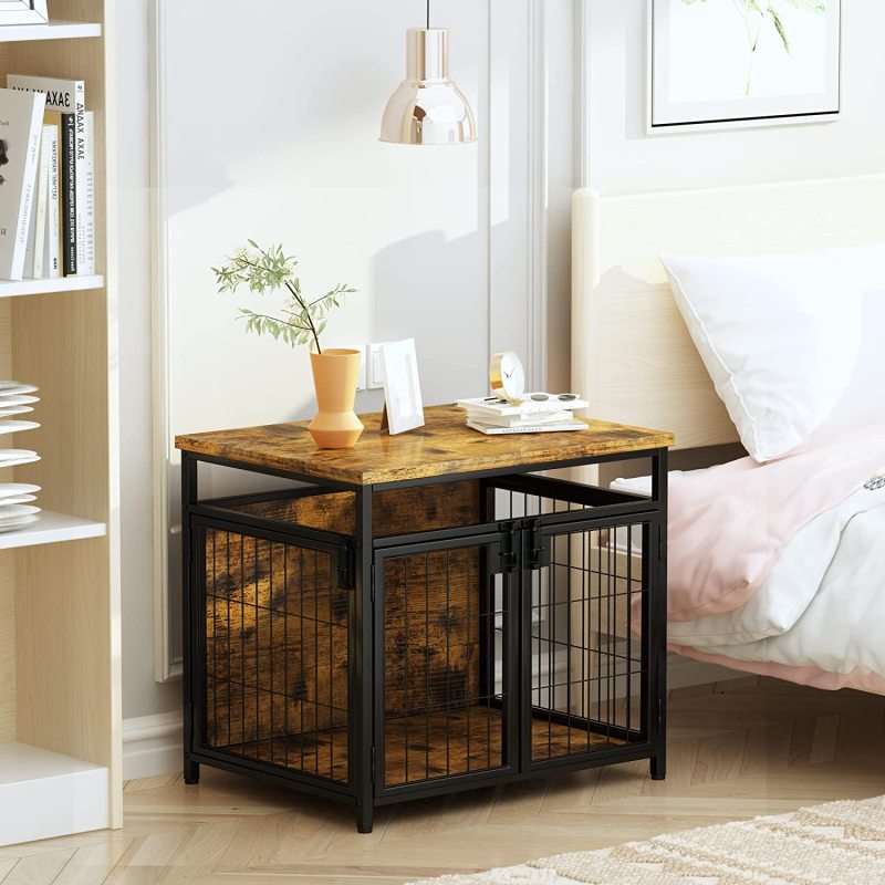 Kennel Indoor Furniture Crate End Table with Three Doors