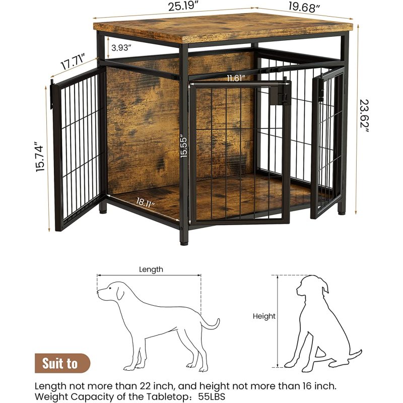 Kennel Indoor Furniture Crate End Table with Three Doors