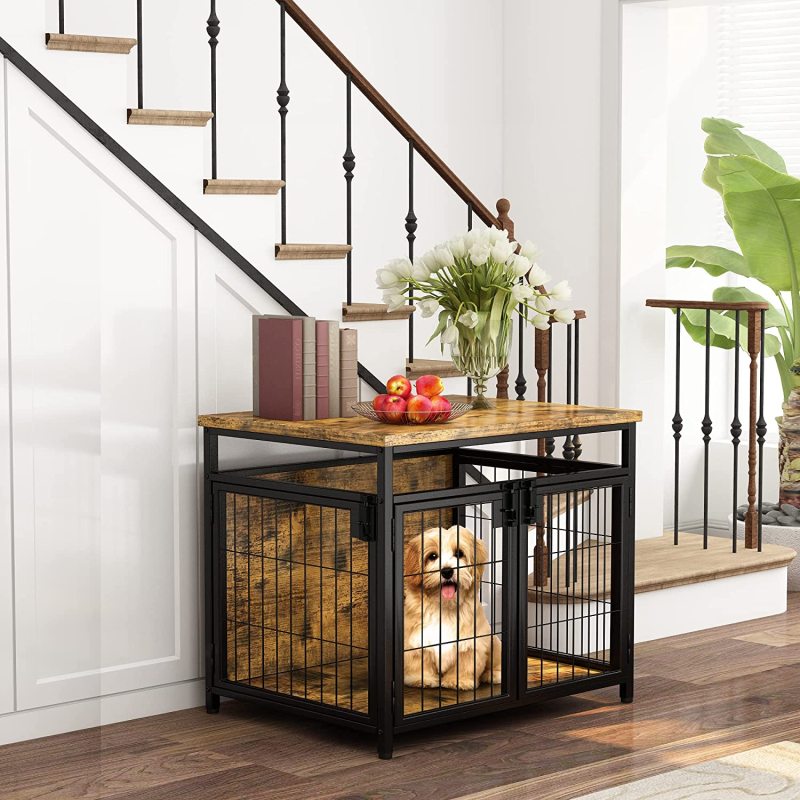 Kennel Indoor Furniture Crate End Table with Three Doors