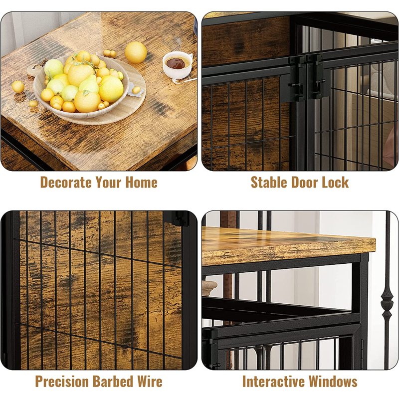 Kennel Indoor Furniture Crate End Table with Three Doors