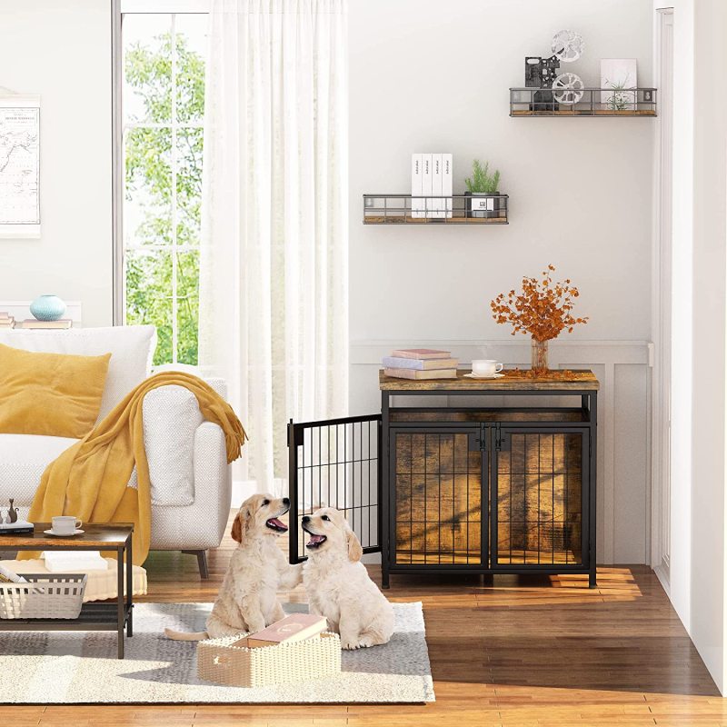 Kennel Indoor Furniture Crate End Table with Three Doors