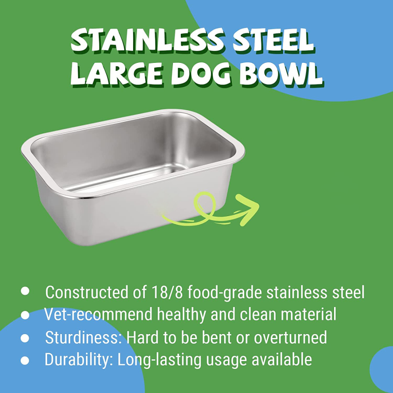 Metal Dog Water Bowls with High Capacity Durable Food Bowl for Huge Giant Dog Breeds Stainless Steel Pet Bowls