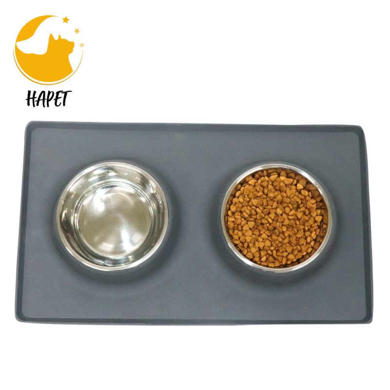 Dog Dish for Small Dogs Cats Puppies Double Pet Feeder Bowls with Silicone Mat Stainless Steel Cat Food and Water Bowls