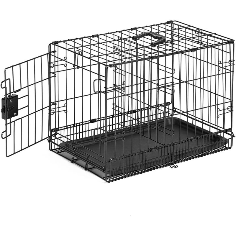Dog crate with a single front door entry Foldable Metal Wire Dog Crate with Tray, Single Door, 22 Inch