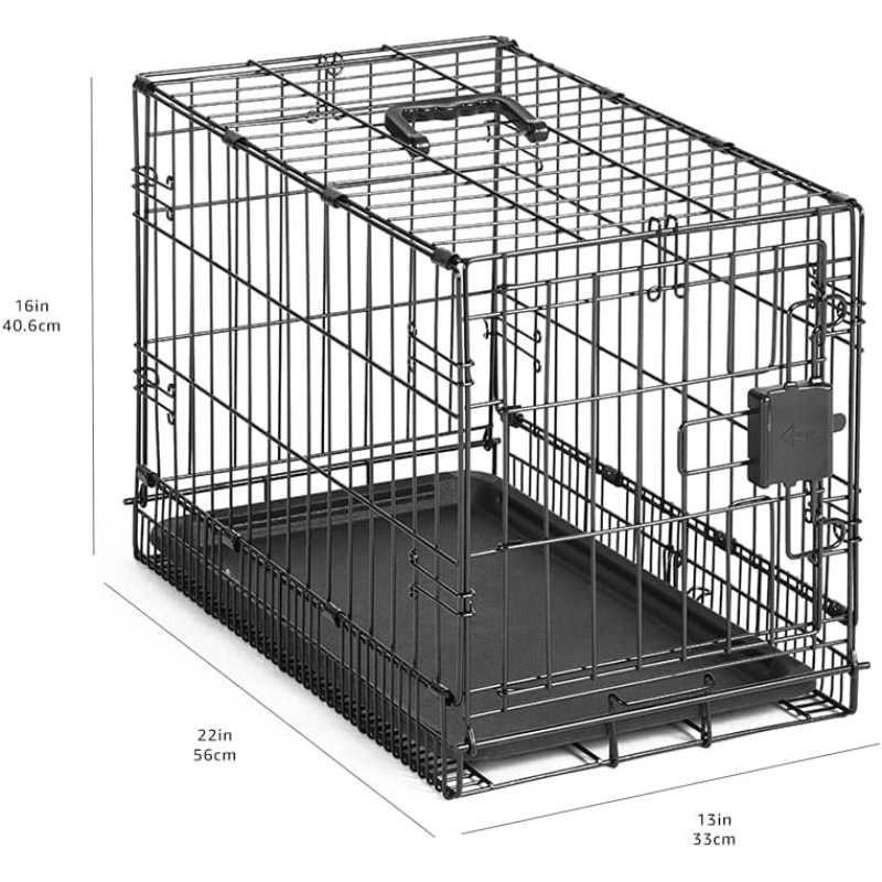 Dog crate with a single front door entry Foldable Metal Wire Dog Crate with Tray, Single Door, 22 Inch
