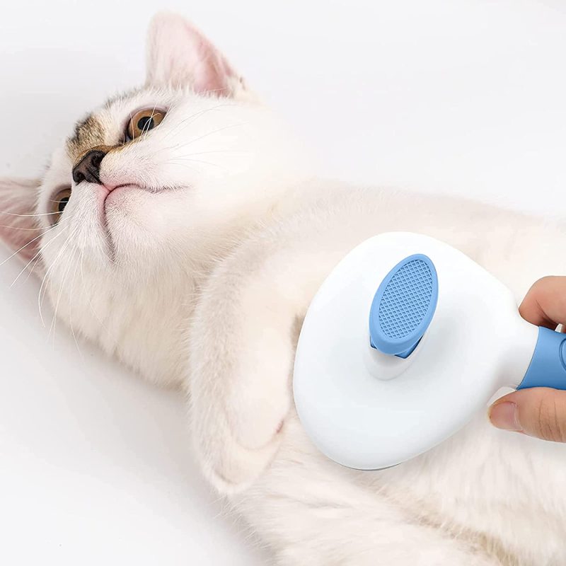 Cat Brush for Shedding and Grooming Pet Self Cleaning Slicker Brush with Cat Hair Comb