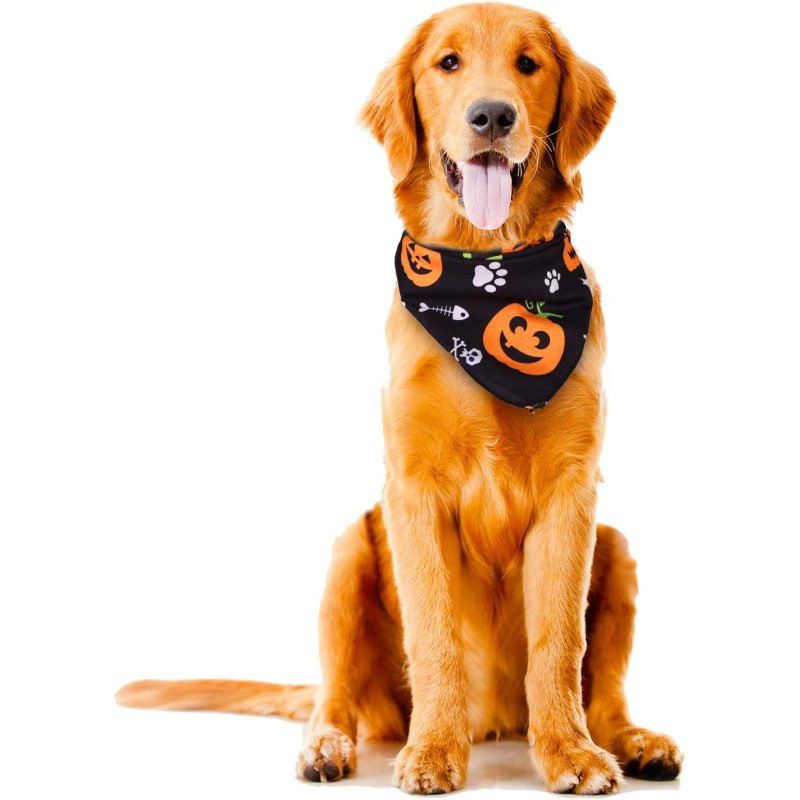 Halloween Dog Bandanas Washable Halloween Pet Bibs Kerchief Costumes Accessories