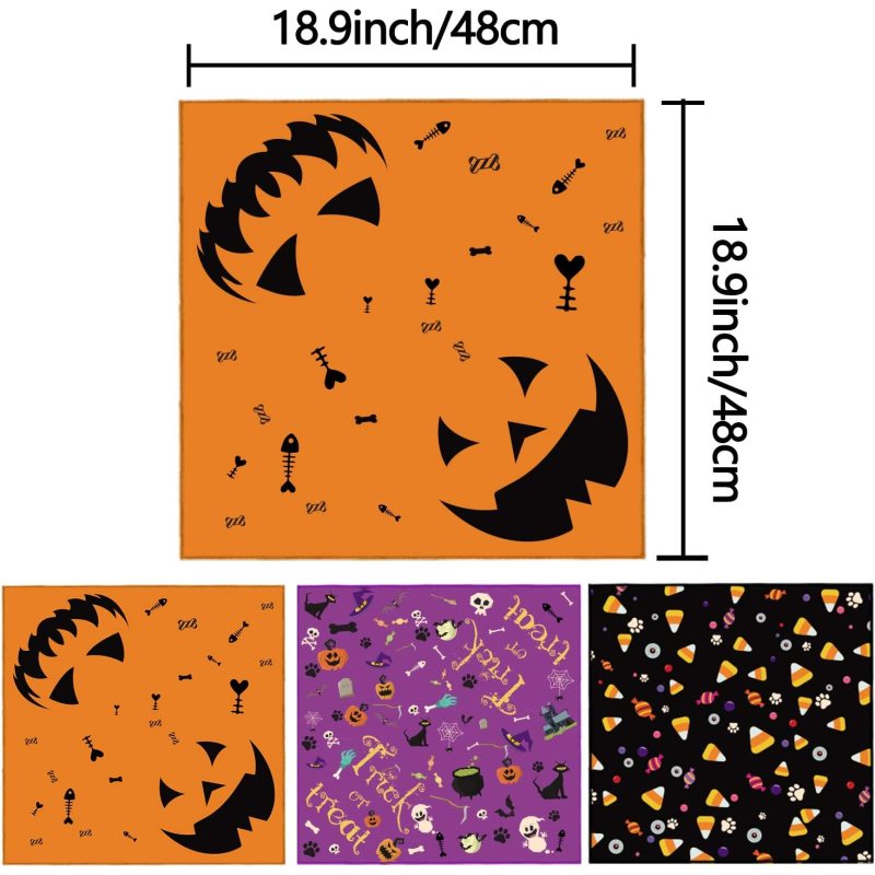 Halloween Dog Bandanas Washable Halloween Pet Bibs Kerchief Costumes Accessories