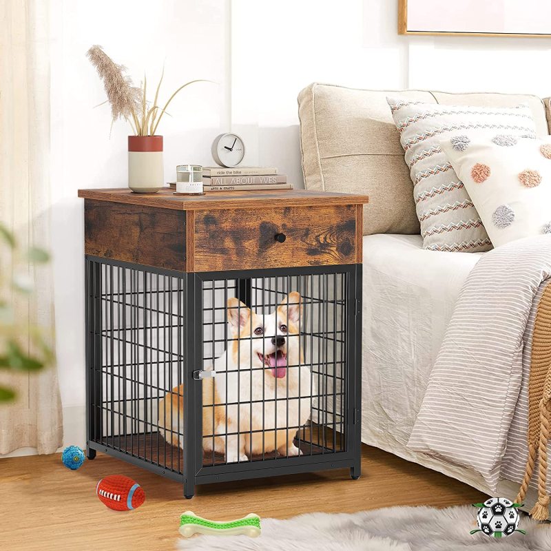 Flip Top Wooden Dog Crate Table Style Dog Kennel End Table