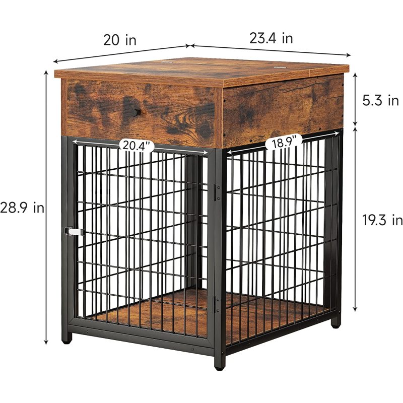 Flip Top Wooden Dog Crate Table Style Dog Kennel End Table