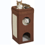 Tri-Level Design in Brown Faux Cat Condo Suede & Synthetic Sheepskin