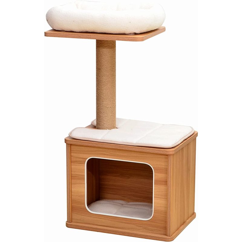 Scratching Post Cat Tree Cat Play House Combo with Cat Hammock