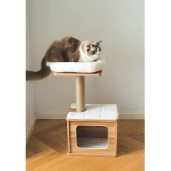 Scratching Post Cat Tree Cat Play House Combo with Cat Hammock