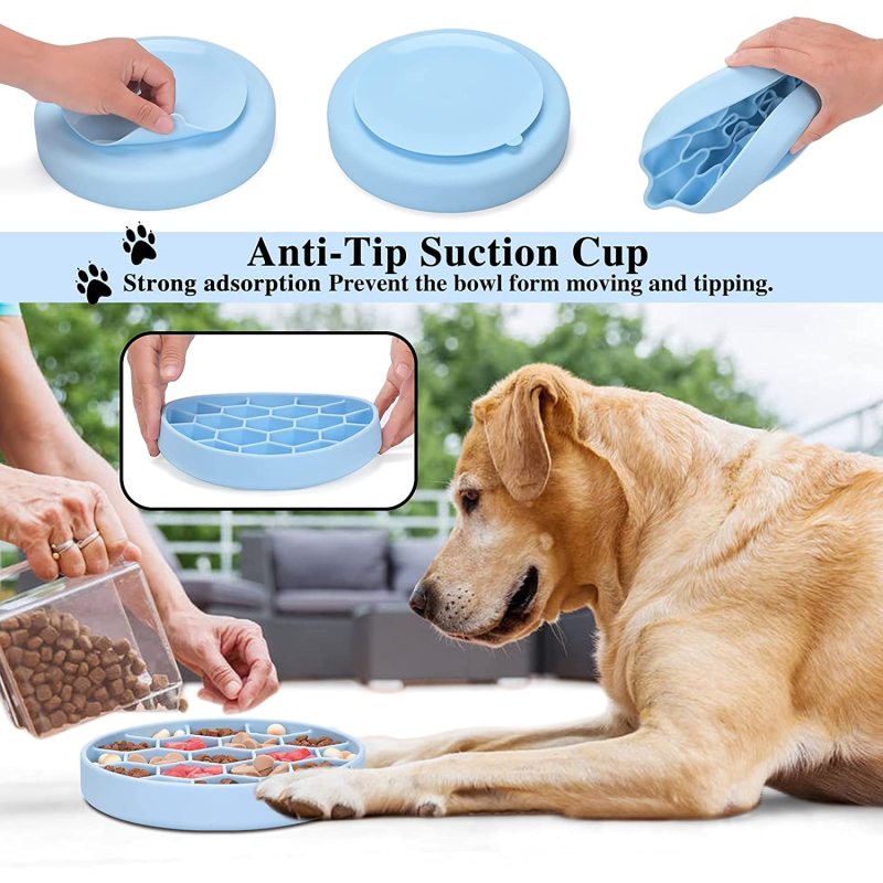 Dog Food Anti Knock Over Cup Slow Feeder Dog Bowls Honeycomb Style Use indoor
