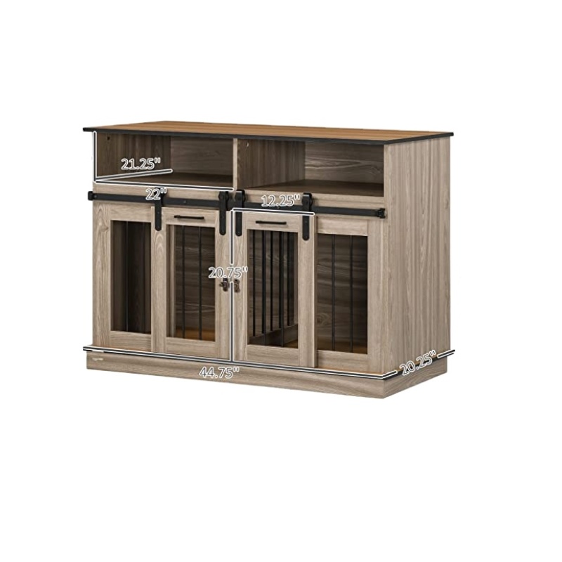 Changing Dog Crate End Table with Removable Panel Dog Cage with Shelves and Sliding Doors Wooden Dog Cage