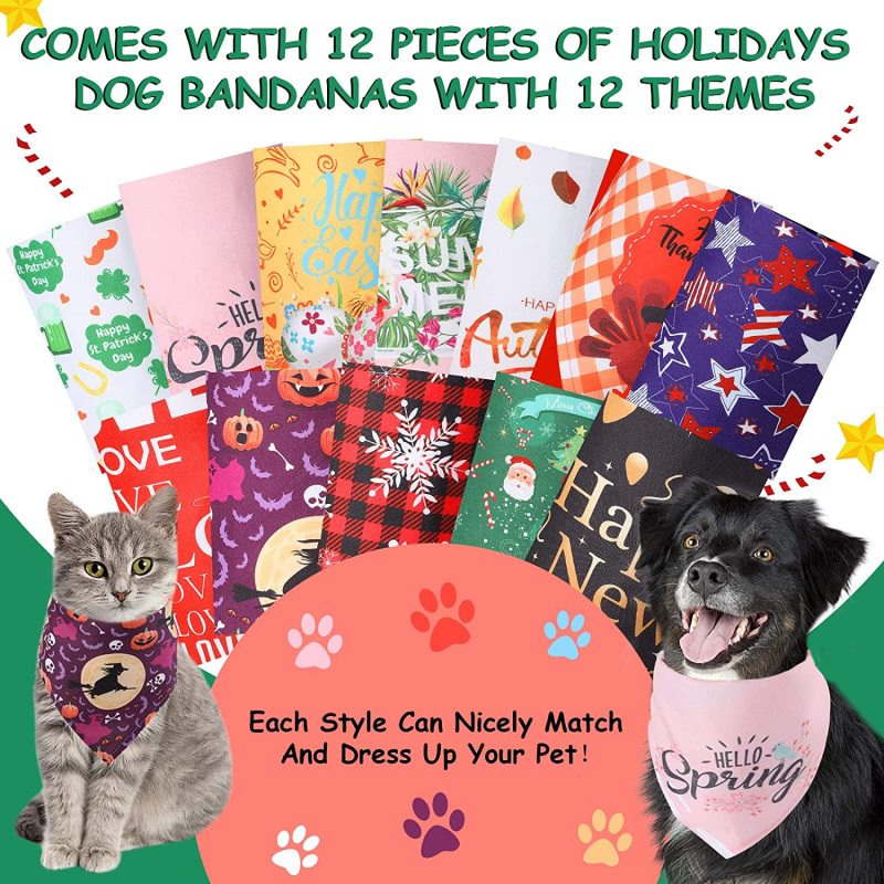 Sufficient quantity: you will receive 12 pieces festival dog bandanas in different festival themed patterns, sufficient quantity