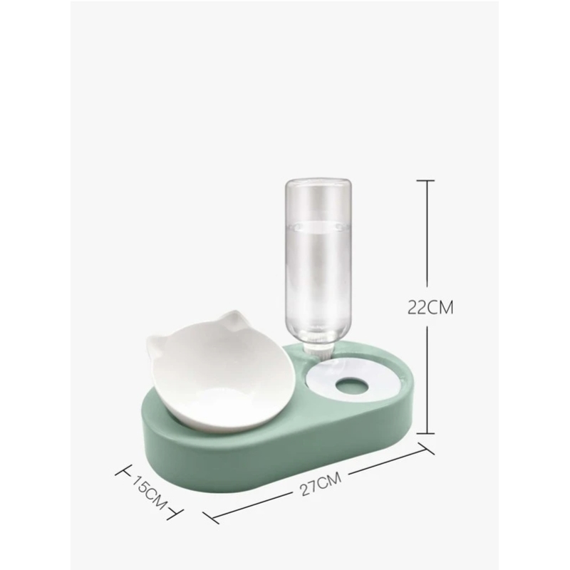 Kitten Pet Bowl With Drinking Bottle Double bowl set Protect the Cervical Spine
