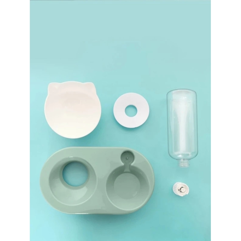 Kitten Pet Bowl With Drinking Bottle Double bowl set Protect the Cervical Spine