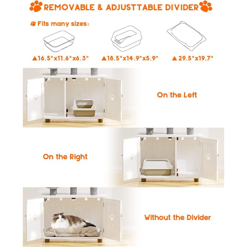 Hidden Cat Washroom Furniture Wood All-in-One Cat Indoor House with Platform