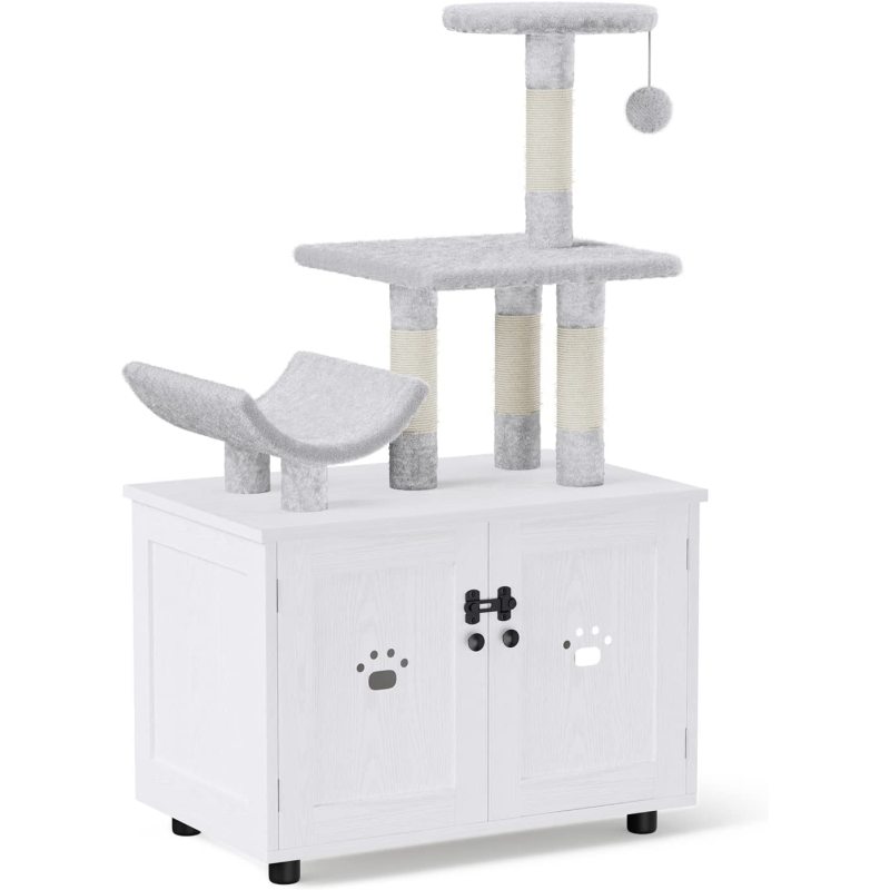 Hidden Cat Washroom Furniture Wood All-in-One Cat Indoor House with Platform