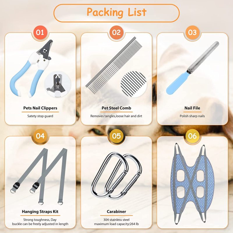 Pet Dog Grooming Hammock Harness for Cats & Dogs, Dog Sling for Grooming, Dog Hammock Restraint Bag with Nail Clippers/Trimmer,