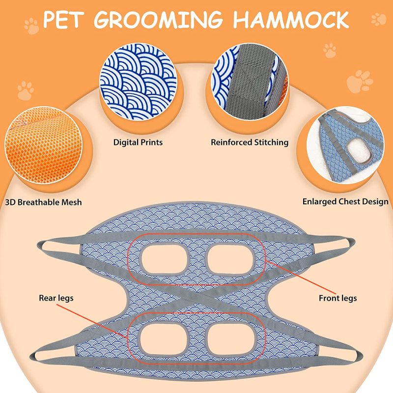 Pet Dog Grooming Hammock Harness for Cats & Dogs, Dog Sling for Grooming, Dog Hammock Restraint Bag with Nail Clippers/Trimmer,