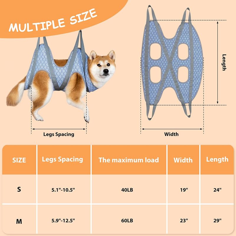 Pet Dog Grooming Hammock Harness for Cats & Dogs, Dog Sling for Grooming, Dog Hammock Restraint Bag with Nail Clippers/Trimmer,