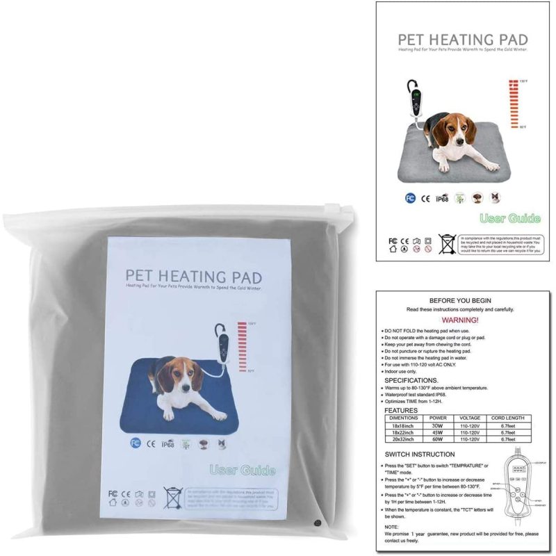 Pet Heating Pad, Upgraded Electric Dog Cat Heating Pad Indoor Waterproof, Auto Power Off