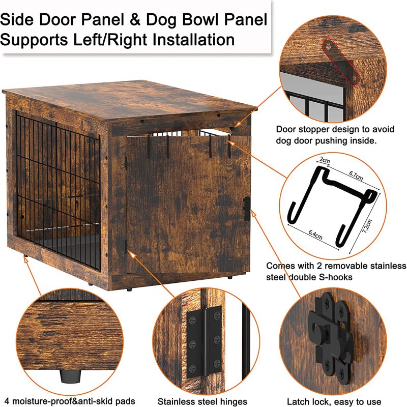 Double Doors Dog Kennels Dog Crate End Table with Tray Furniture Indoor for Dog