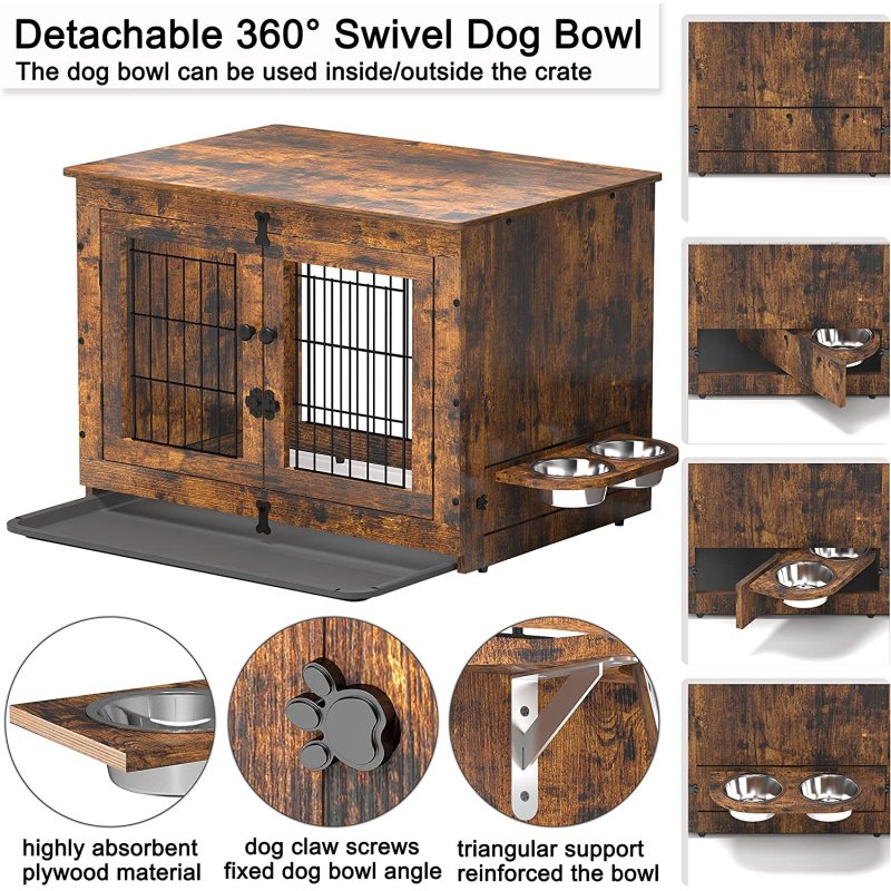 Double Doors Dog Kennels Dog Crate End Table with Tray Furniture Indoor for Dog