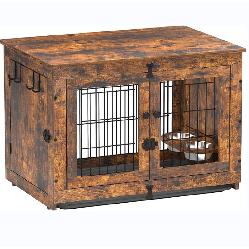 Double Doors Dog Kennels Dog Crate End Table with Tray Furniture Indoor for Dog