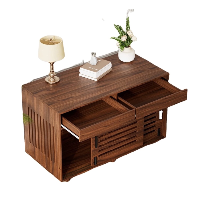 Dog Crate Furniture for Two Dogs, Heavy-Duty Wooden Dog Cage with Double Slide Doors, End Table Dog House Crates for Indoor Use