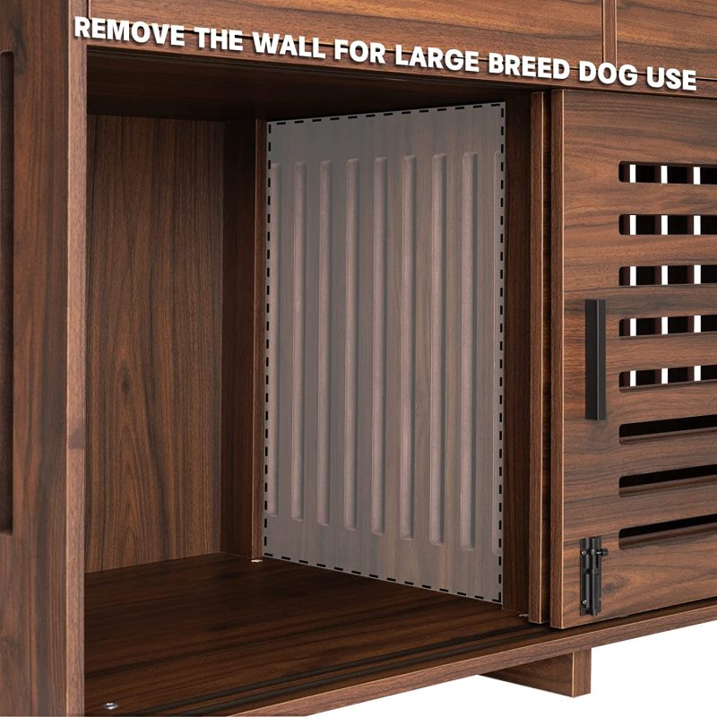 Dog Crate Furniture for Two Dogs, Heavy-Duty Wooden Dog Cage with Double Slide Doors, End Table Dog House Crates for Indoor Use