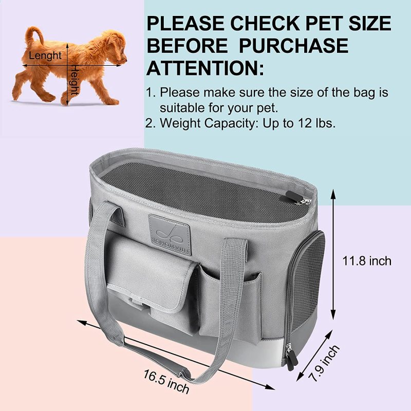 Foldable Waterproof Premium PU Leather Oxford Cloth Dog Purse Portable Bag Carrier