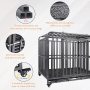 Metal Crate and Kennel Large Dog Crate with Lockable Wheels