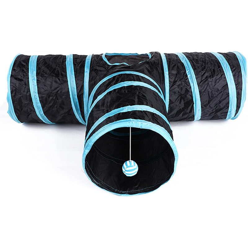 Pet Cat Toys Rattle Paper Three Channel Tunnel Smart Cat Toys Drill Bucket Collapsible Cat Tunnel Indoor Outdoor Use