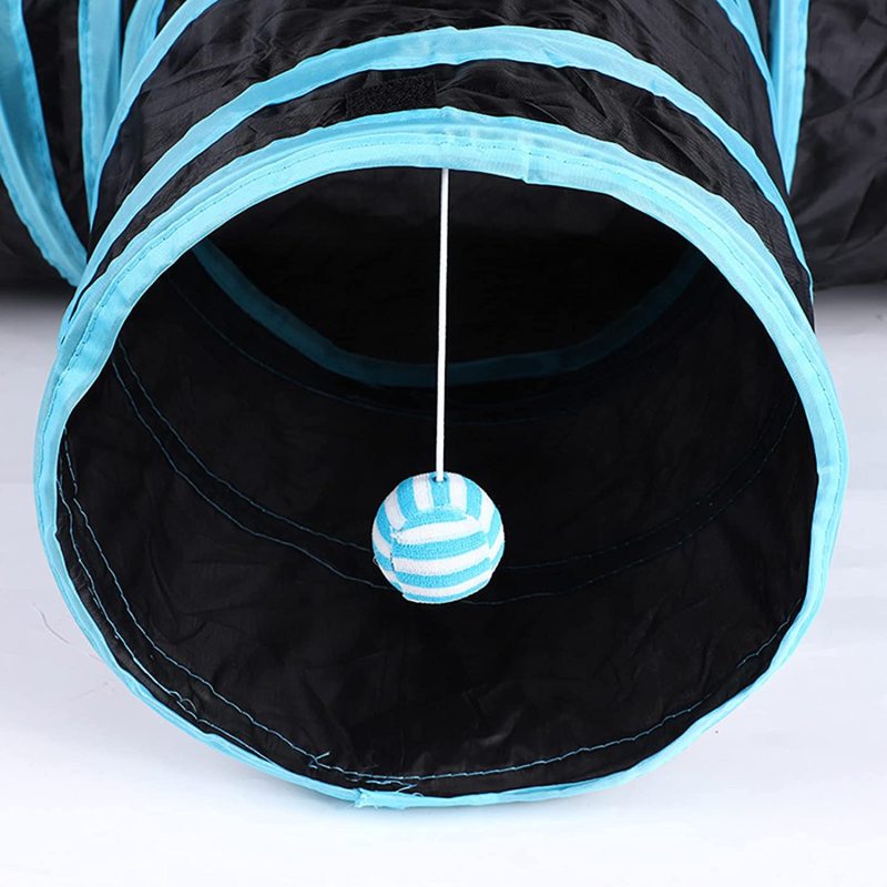 Pet Cat Toys Rattle Paper Three Channel Tunnel Smart Cat Toys Drill Bucket Collapsible Cat Tunnel Indoor Outdoor Use