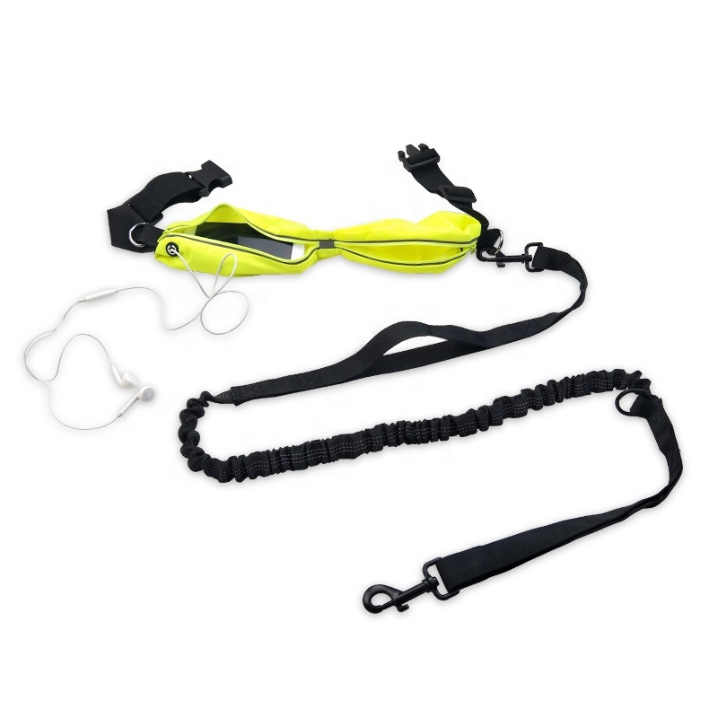 retractable hand free bungee running jogging waist belt dog leash