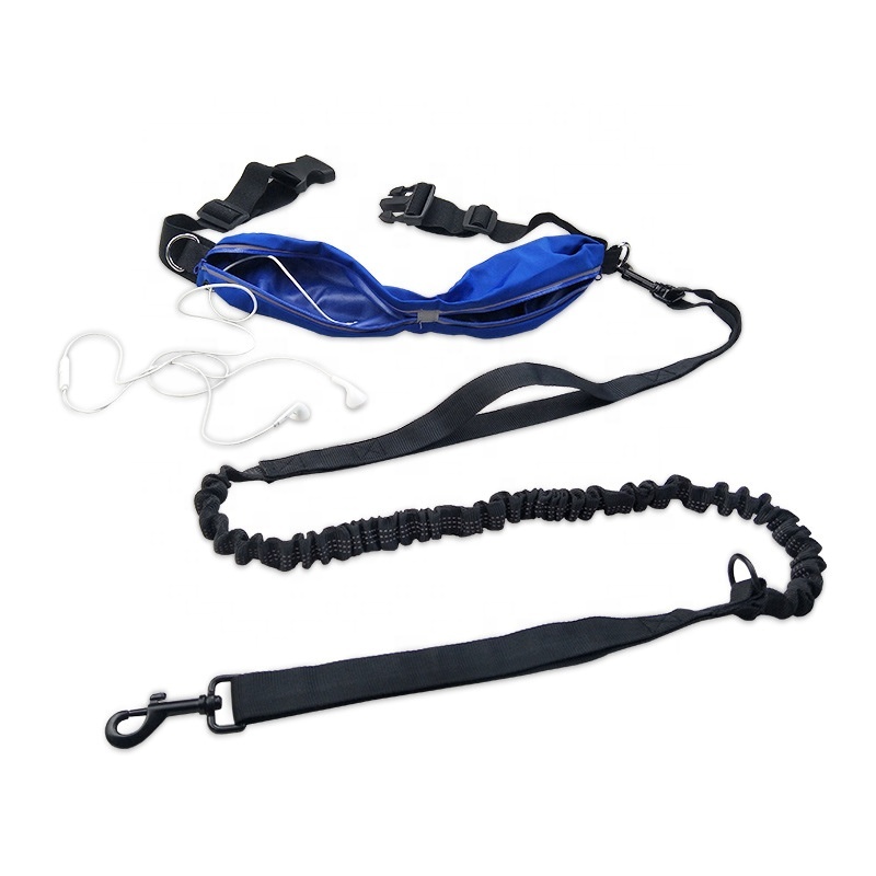 retractable hand free bungee running jogging waist belt dog leash