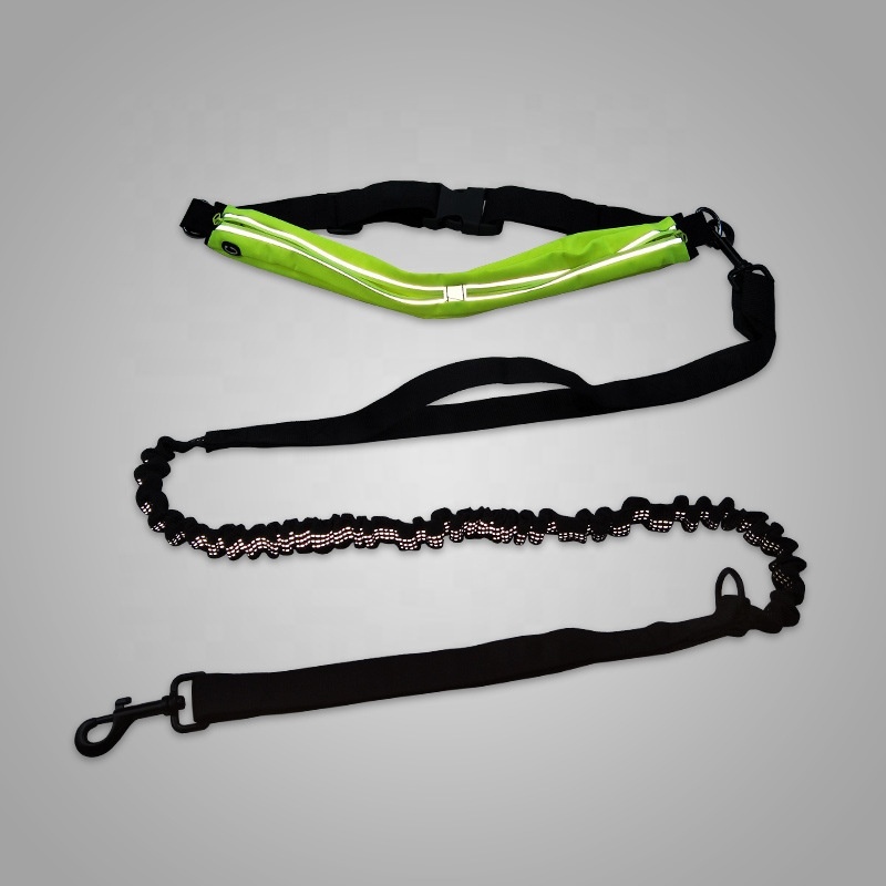 retractable hand free bungee running jogging waist belt dog leash