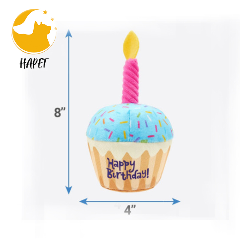 Dog Birthday Cake Toys Funny Dog Toys with Delicate Embroidery and Soft Stuffing