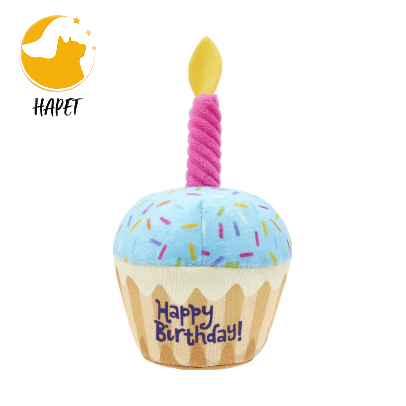 Dog Birthday Cake Toys Funny Dog Toys with Delicate Embroidery and Soft Stuffing