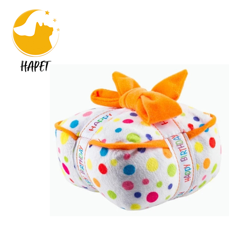 Dog Birthday Cake Toys Funny Dog Toys with Delicate Embroidery and Soft Stuffing