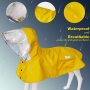 Yellow Waterproof Dog Raincoat Adjustable Reflective Lightweight