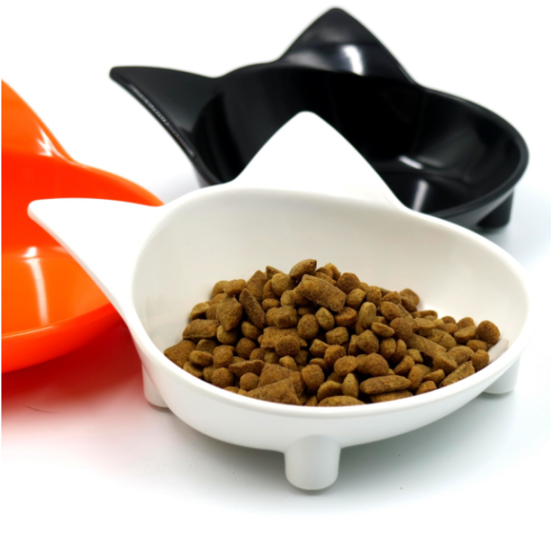 High Quality Anti-skid pet supplies cat type color melamine plastic pet food bowl Cute cat ears cat bowl